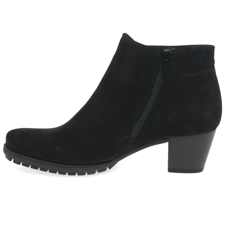 Gabour | Bottines Olivetti Exclusives En Nubuck Noir Pour Femme à Fermeture Zippée